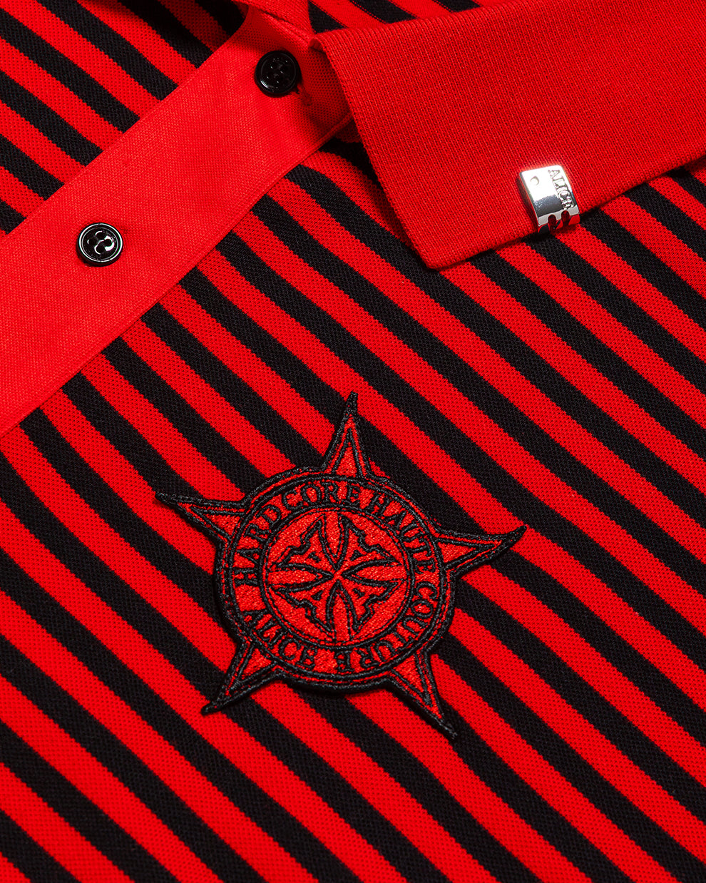 DROPOUT STRIPED POLO SHIRT (RED/BLACK)