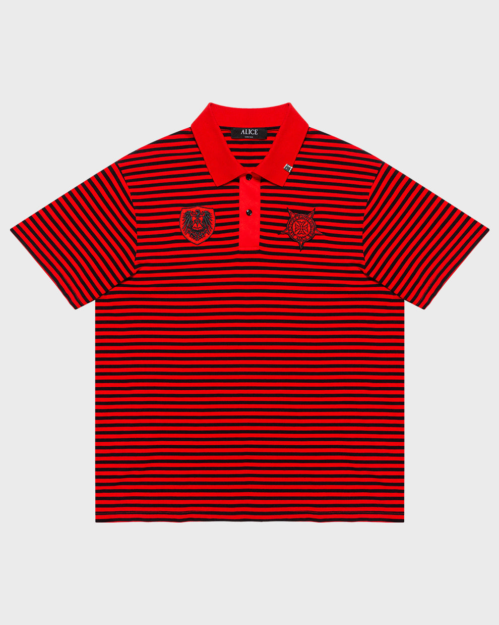 DROPOUT STRIPED POLO SHIRT (RED/BLACK)