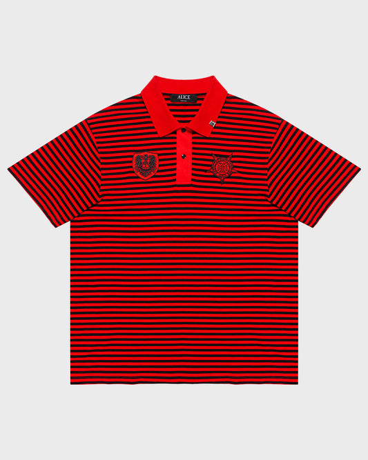 DROPOUT STRIPED POLO SHIRT (RED/BLACK)