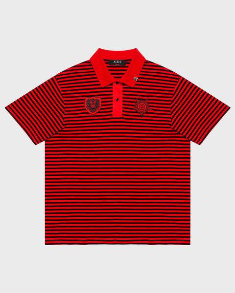 DROPOUT STRIPED POLO SHIRT (RED/BLACK) – ALICE HOLLYWOOD