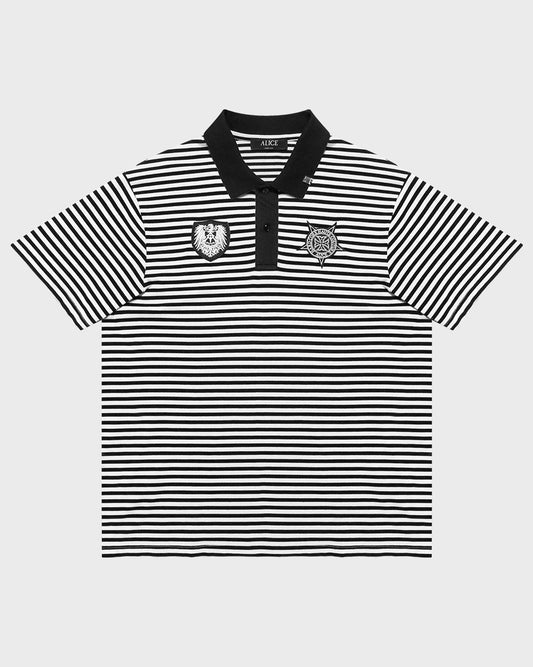 DROPOUT STRIPED POLO SHIRT (WHITE/BLACK)