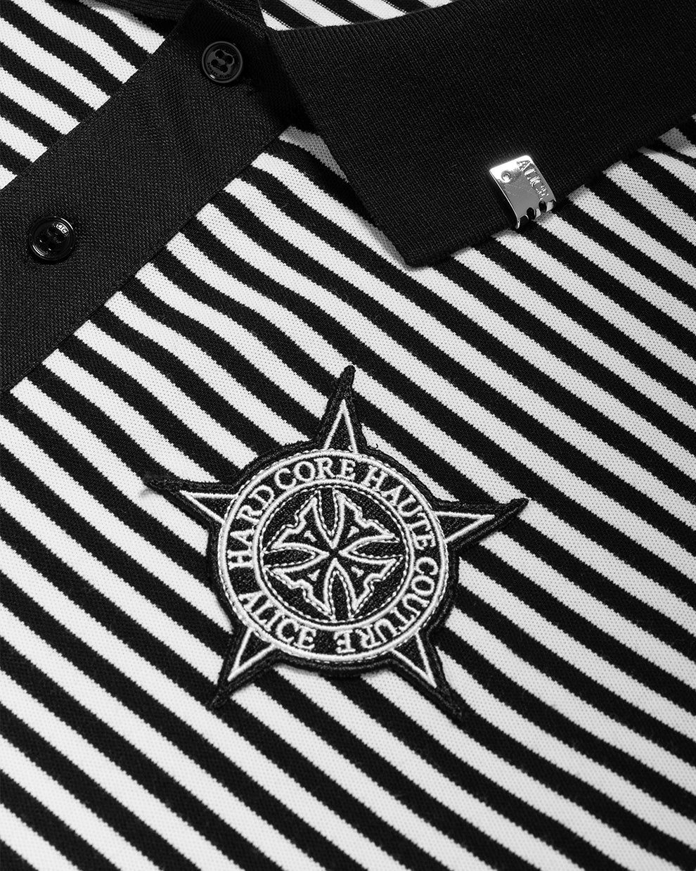 DROPOUT STRIPED POLO SHIRT (WHITE/BLACK)