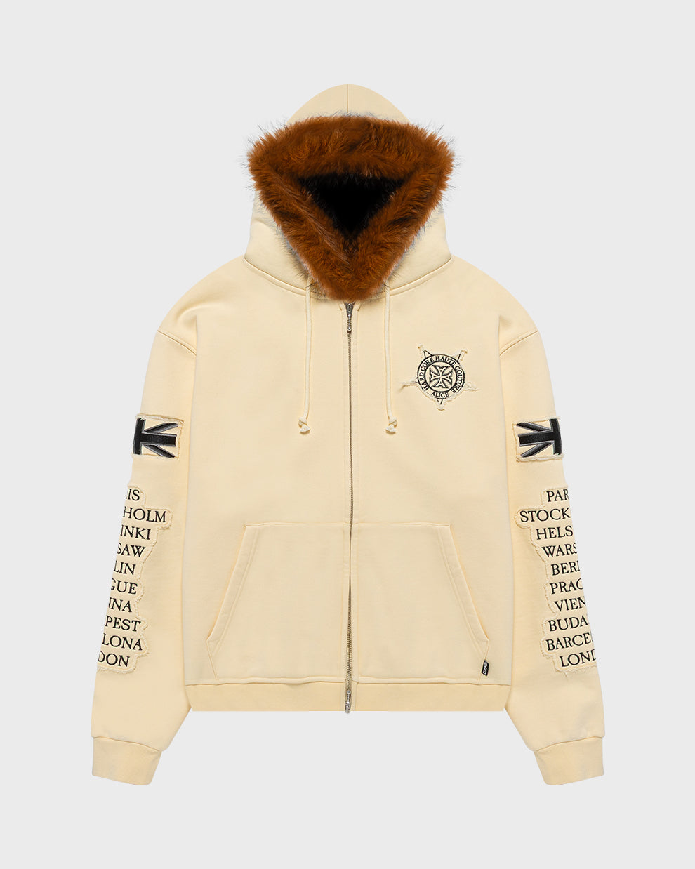 EUROTRIP PATCHED ZIP HOODIE (OFF-WHITE)