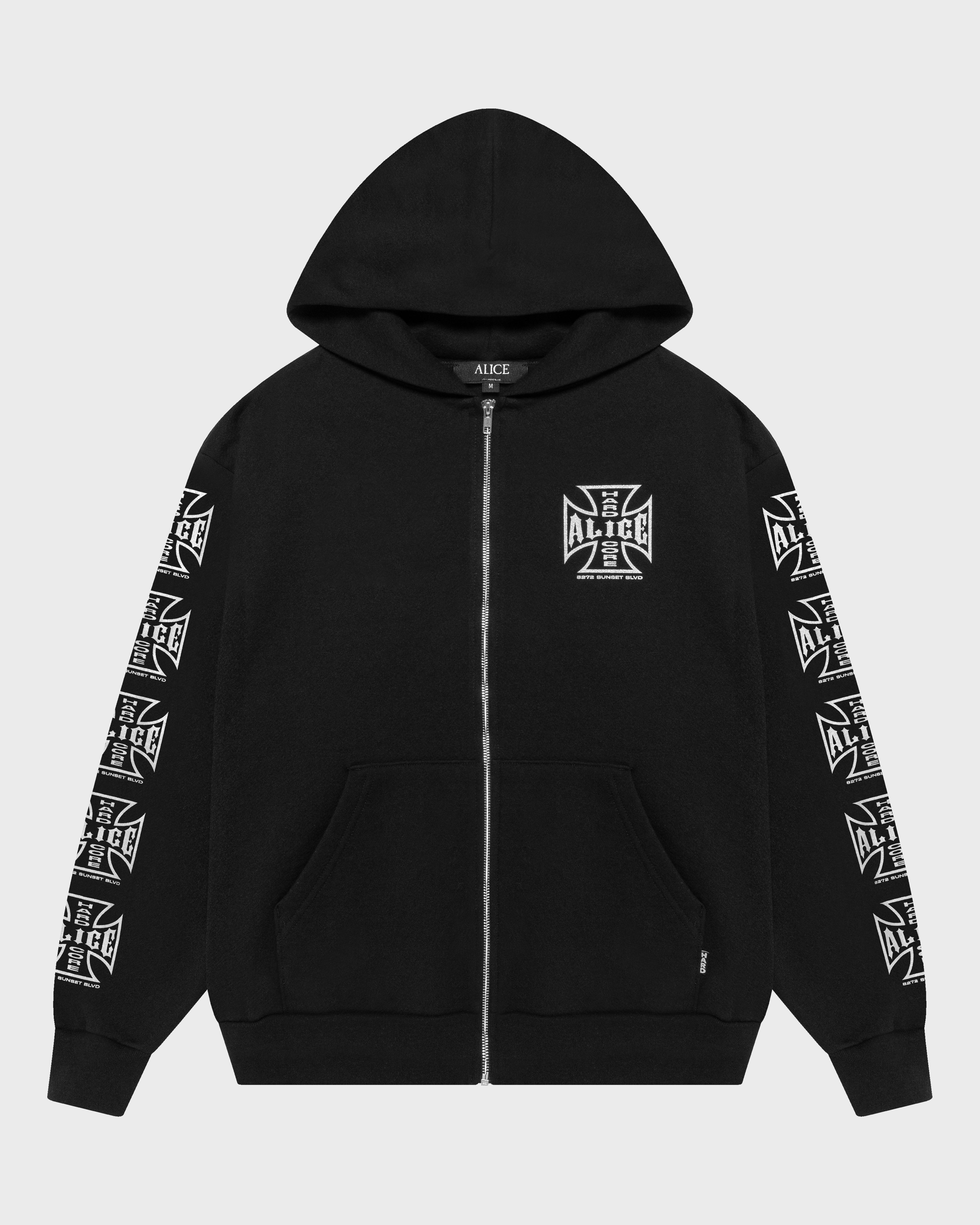 SUNSET BLVD. ZIP-UP HOODIE (BLACK) – ALICE HOLLYWOOD